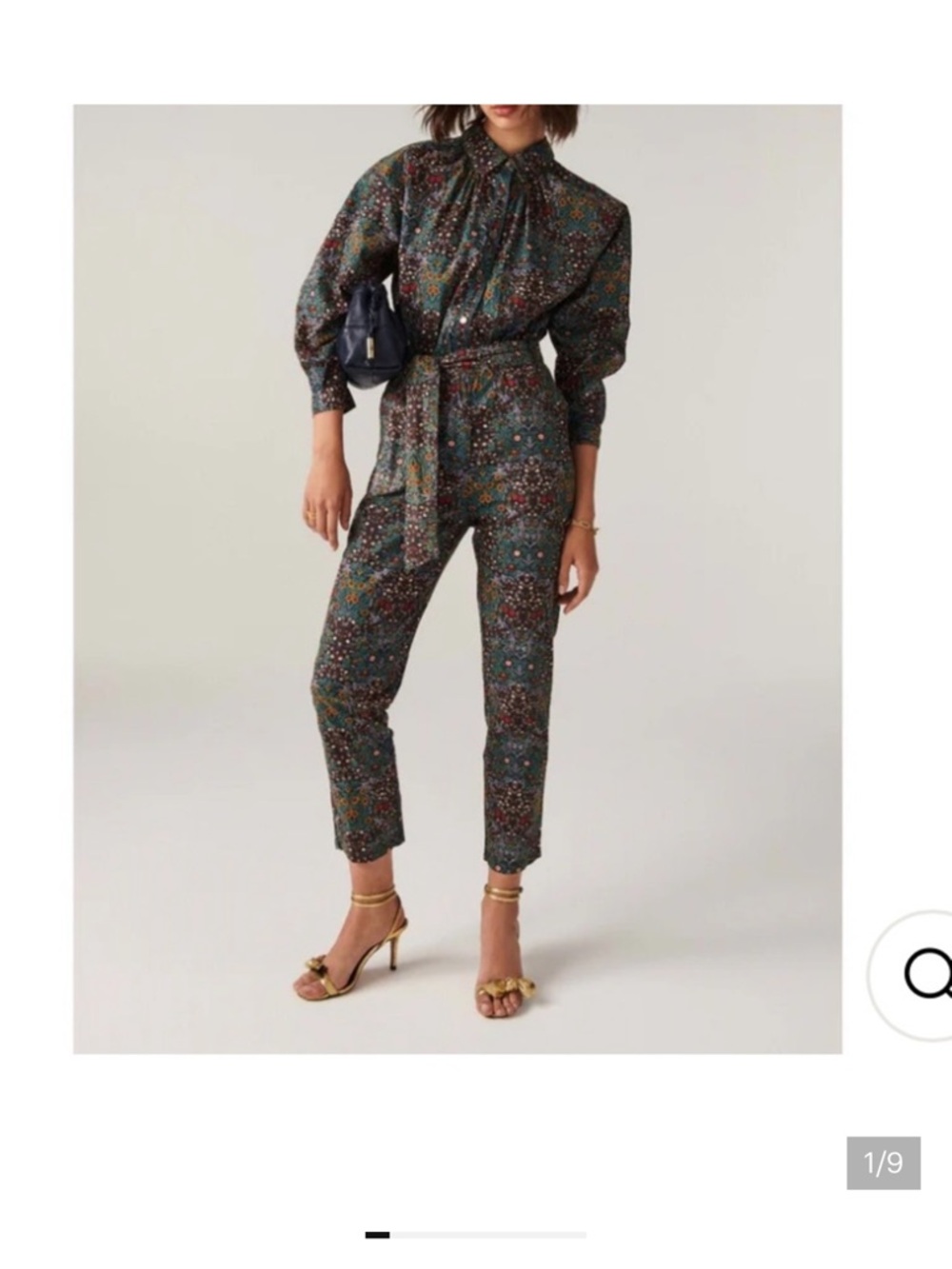 ba&sh Green Floral jumpsuit with belt
